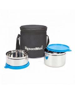 Signoraware - Executive Steel Lunch Box Small With Bag Blue - 3503