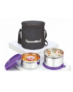 Signoraware - Executive Steel Lunch Box Small With Bag Violet - 3503