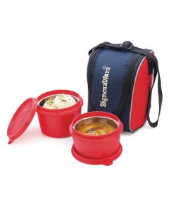 Signoraware  - Executive Microsafe 2 Tier Steel Lunch Box (500ml + 350ml) Red - 575
