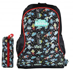 Smily Kiddos - Space Theme Baby Bag With Pouch - Black