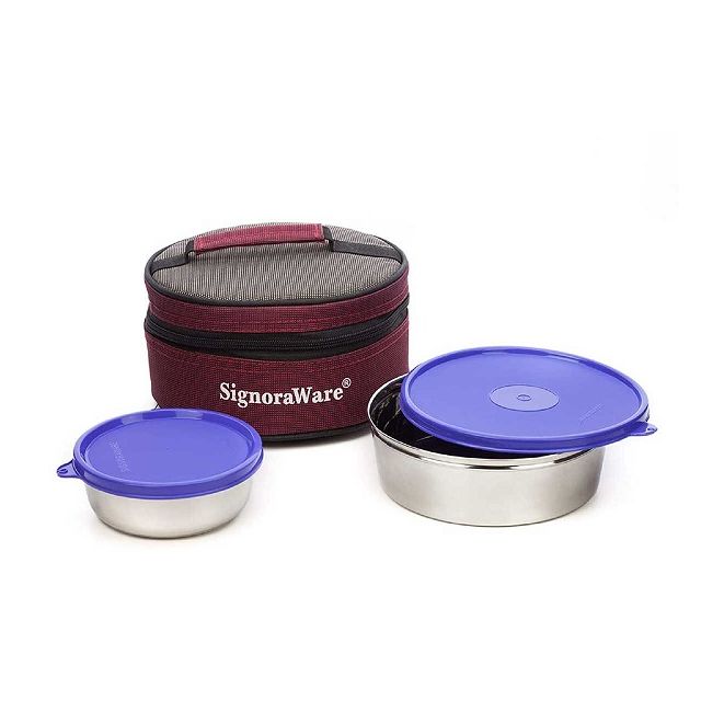 Signoraware  - Classic Stainless Steel Lunch Box, 2-Pieces Violet -3511