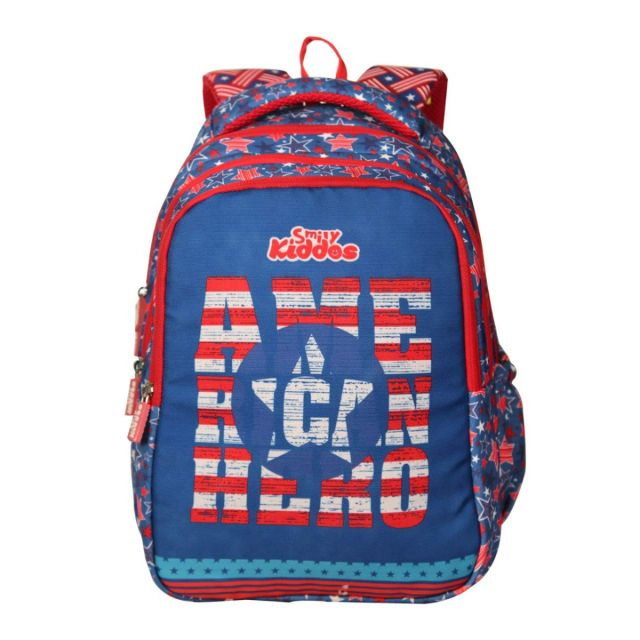 Smily Kiddos - American Hero Theme Backpack - Red And Blue